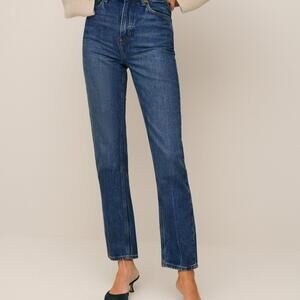 Reformation Liza Ultra High Rise Straight Jeans in Blue